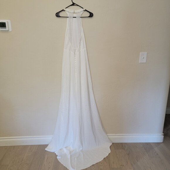 Lulus Radiant Adoration White Satin Lace Backless Maxi (Bridal), Sz M, $92 - Picture 4 of 9
